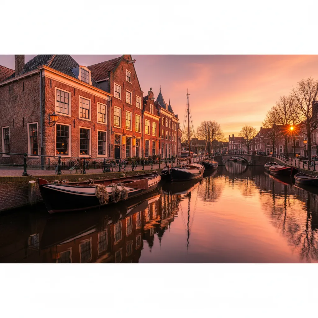 Terras van IJsselhuis Gouda aan de IJssel bij zonsondergang
